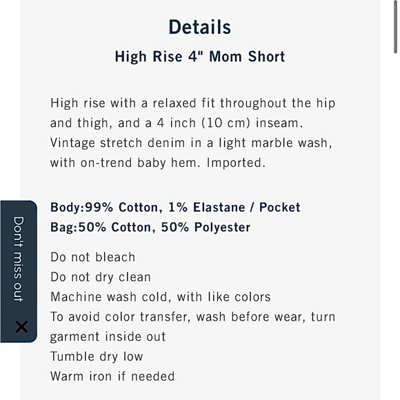 Abercrombie & Fitch The 4” Mom High Waist Light Wash Denim Short Size 25 - Picture 8 of 11